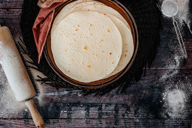 Freshly made tortilla on a plate