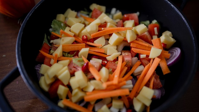 A pan with assorted vegetables
