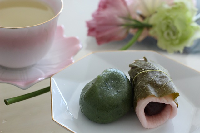 Japanese sweets served with tea