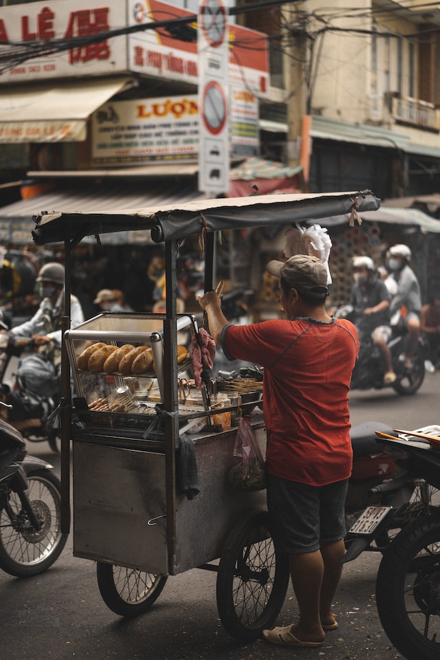 A street food vendor in Vietnam